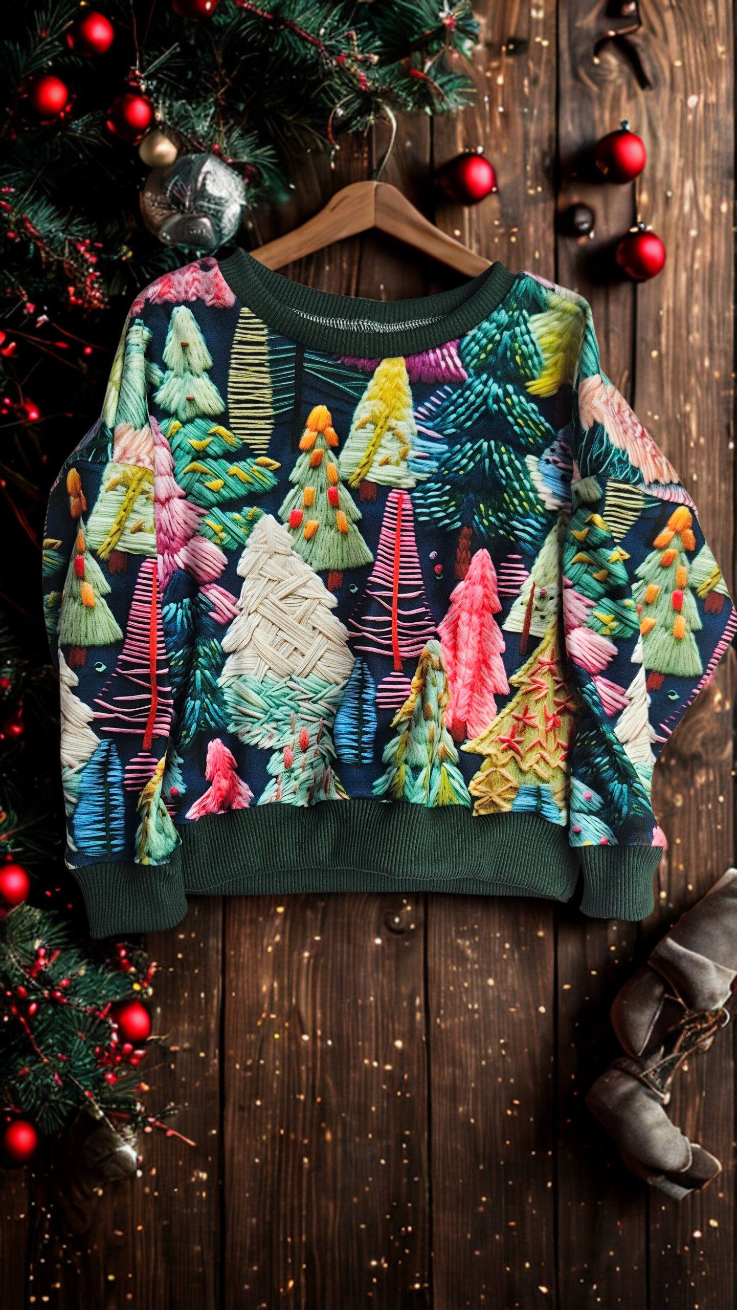 Bluza świąteczna choinki r.98