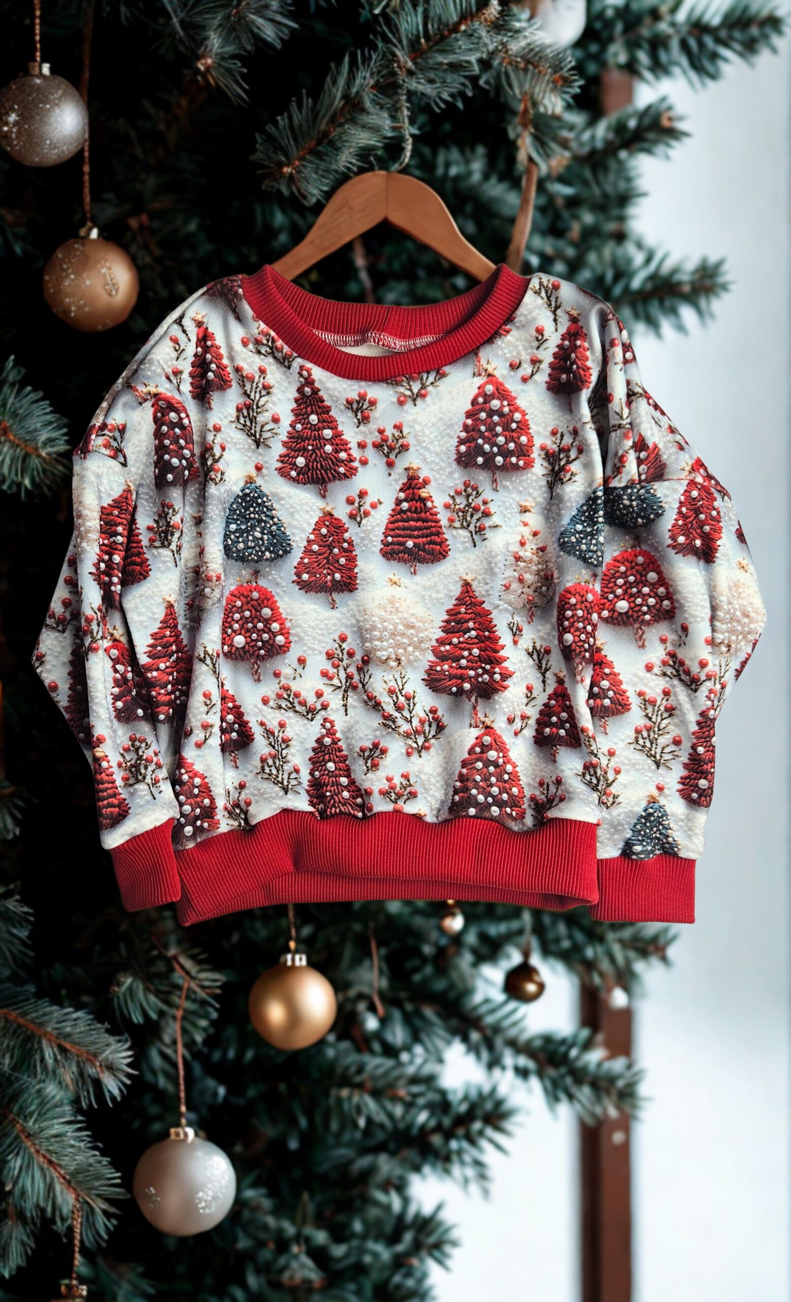 Bluza świąteczna choinki r.98